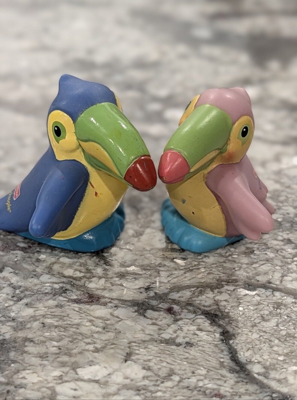 Fisher-Price Little People2 Toucan Bird Figures: Blue & Pink Vintage Replacemt